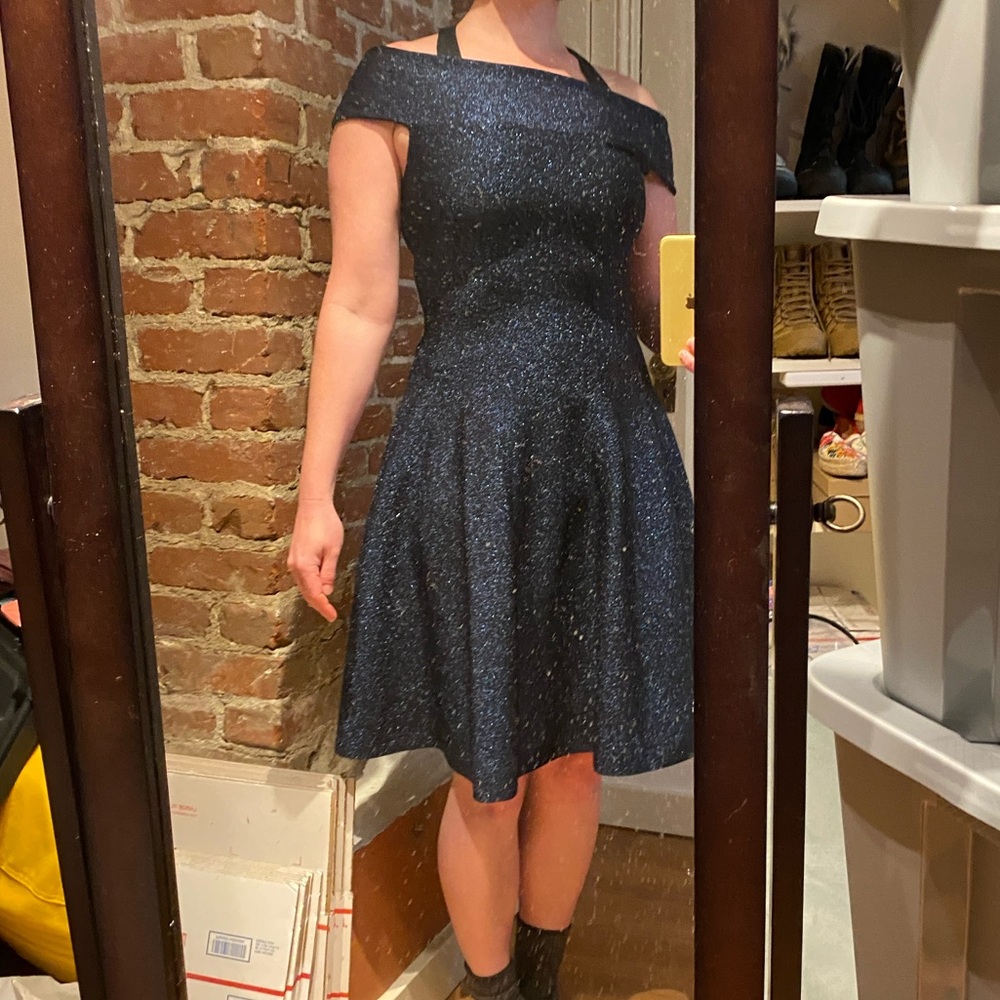 Ted Baker London metallic blue cocktail dress size2